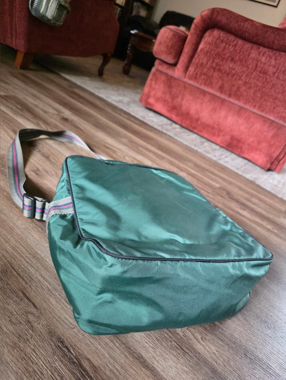 Coleman Green Messenger Bag with Tan Accent